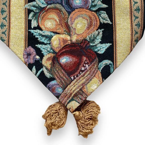 Woven Tapestry Fruit Table Runner Tassels Rustic Fall Decor Harvest Kitchen - Picture 4 of 5